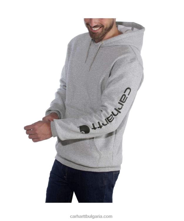 XD68N38 мъже суитшърт със свободна кройка с лого ръкав и графика алпийски син хедър Carhartt