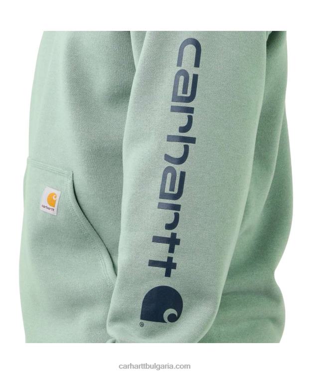 XD68N38 мъже суитшърт със свободна кройка с лого ръкав и графика алпийски син хедър Carhartt