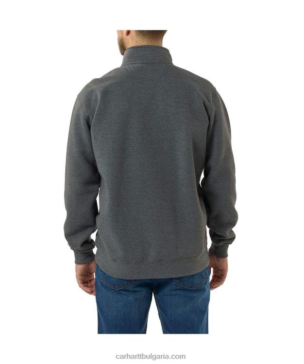XD68N47 мъже свободен суитшърт със средно тегло с четвърт цип с фалшива яка черен Carhartt