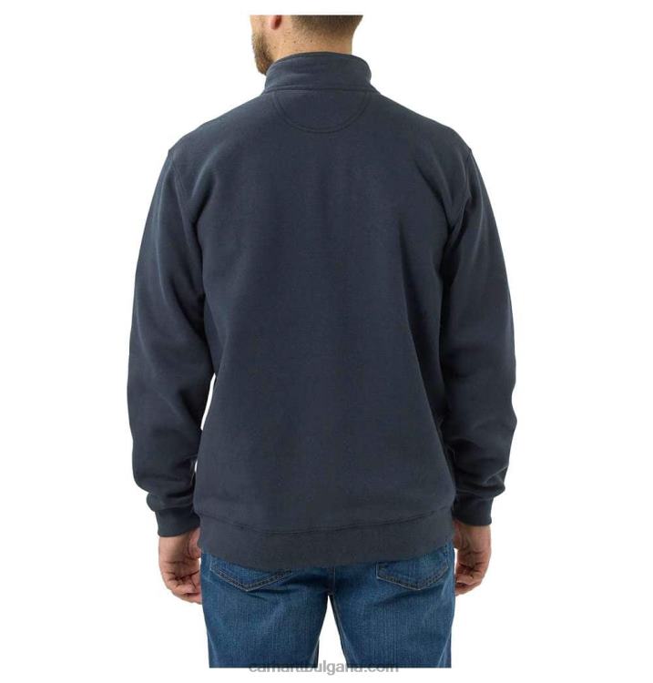 XD68N47 мъже свободен суитшърт със средно тегло с четвърт цип с фалшива яка черен Carhartt