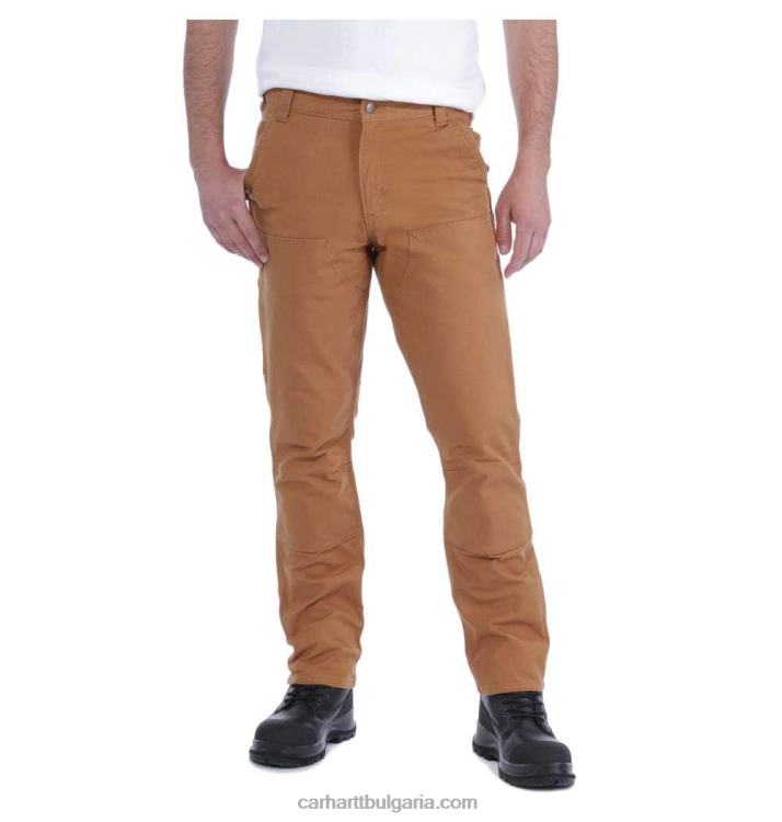 XD68N52 мъже здрав гъвкав работен панталон с права кройка, двойна предна част черен Carhartt