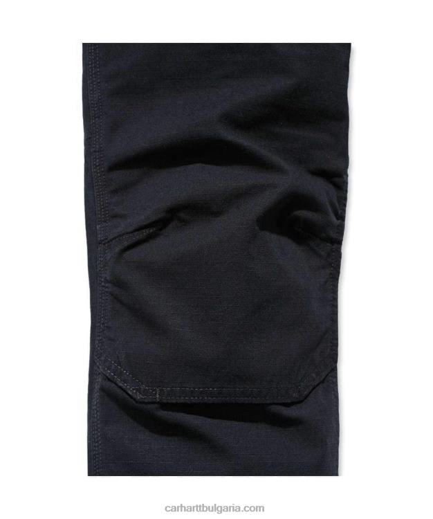 XD68N57 мъже стоманен здрав, гъвкав работен панталон със спокойна кройка с двойна предна част черен Carhartt