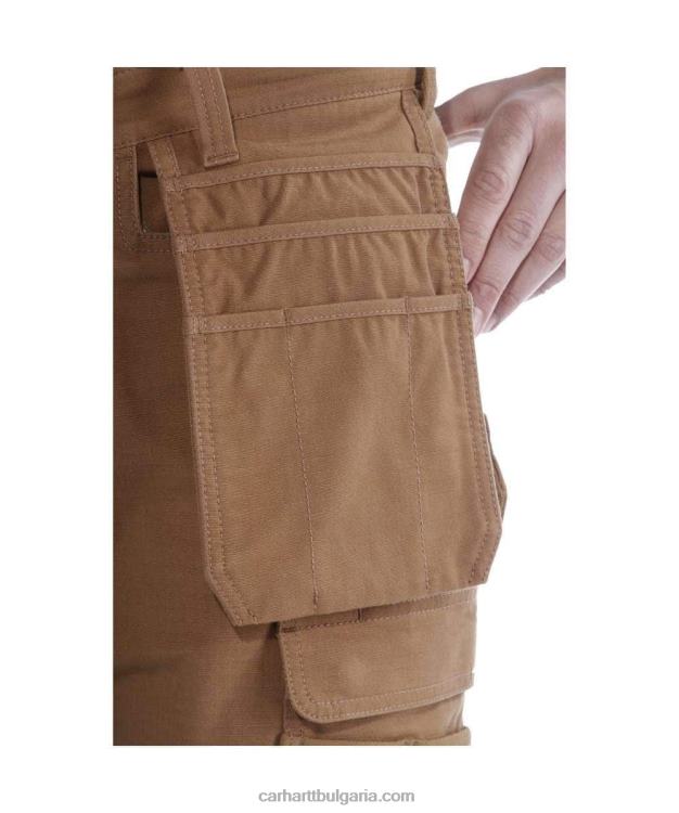 XD68N62 мъже стоманен здрав гъвкав работен панталон с двойна предна част и много джобове черен Carhartt