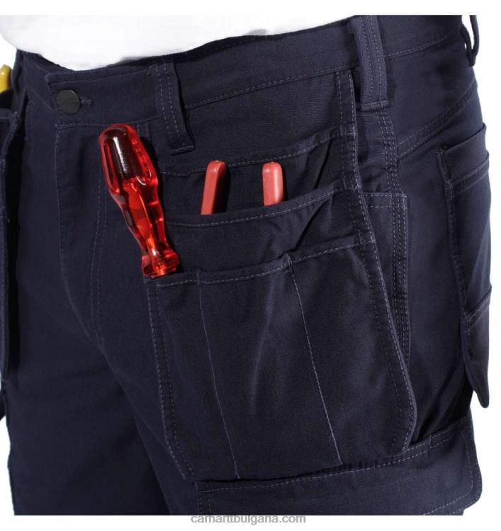 XD68N62 мъже стоманен здрав гъвкав работен панталон с двойна предна част и много джобове черен Carhartt