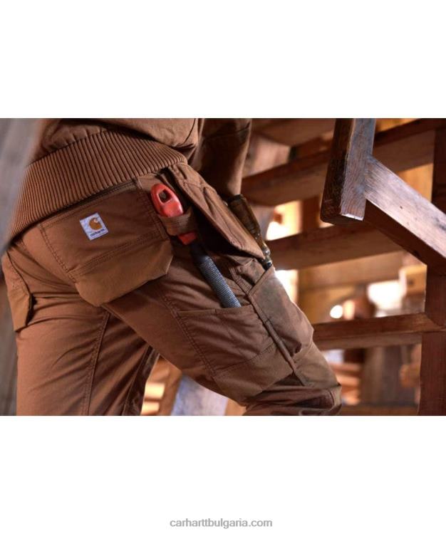 XD68N62 мъже стоманен здрав гъвкав работен панталон с двойна предна част и много джобове черен Carhartt