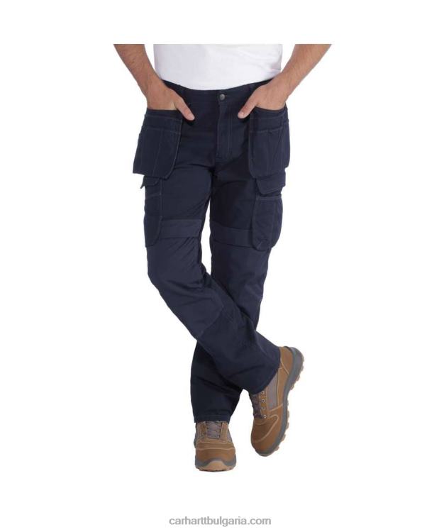 XD68N62 мъже стоманен здрав гъвкав работен панталон с двойна предна част и много джобове черен Carhartt