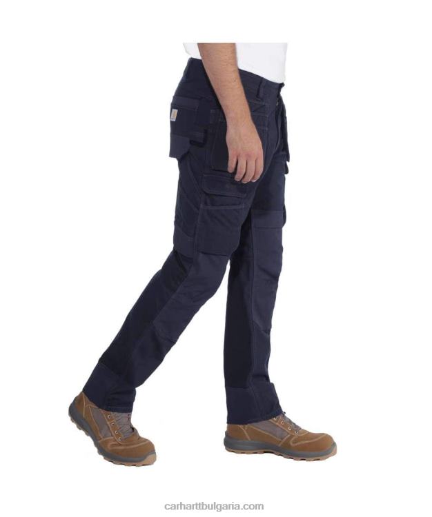 XD68N62 мъже стоманен здрав гъвкав работен панталон с двойна предна част и много джобове черен Carhartt
