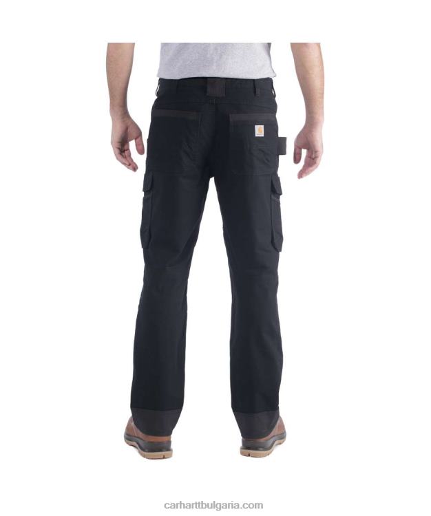 XD68N64 мъже стоманен здрав, гъвкав работен панталон със спокойна кройка с двойна предна част черен Carhartt
