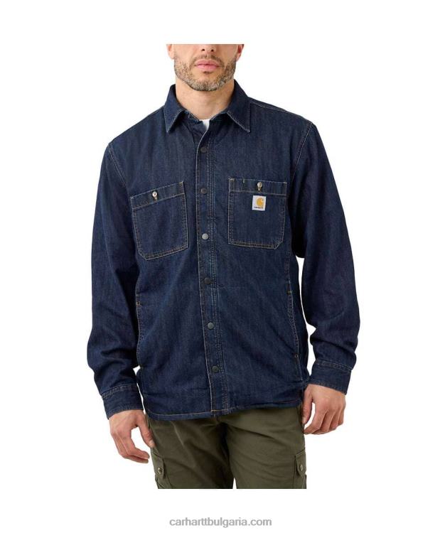 XD68N109 мъже свободна кройка дънкова риза с подплата от полар ледник Carhartt