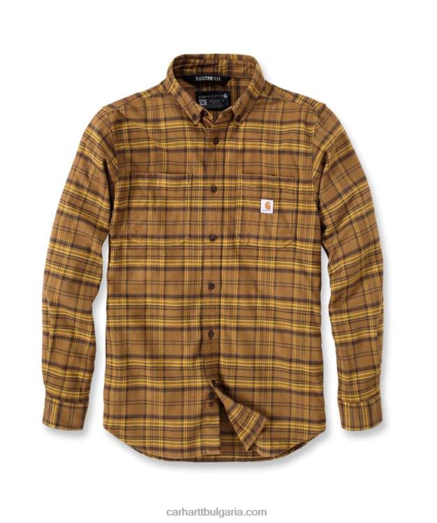 XD68N110 мъже здрава фланелена карирана риза с дълъг ръкав със спокойна кройка малц Carhartt