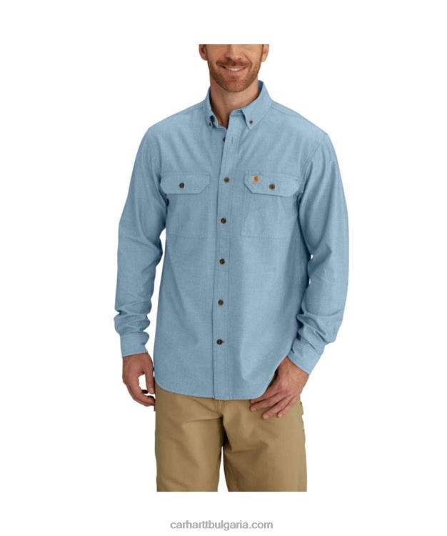 XD68N111 мъже риза с дълги ръкави от шамбре със спокойна кройка синьо шамбре Carhartt