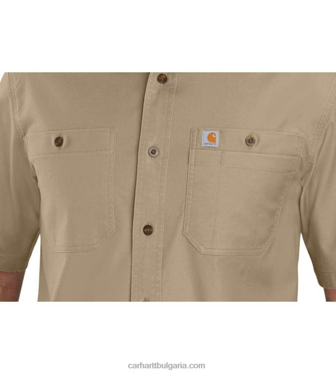 XD68N113 мъже здрава работна риза flex rigby с къс ръкав тъмно каки Carhartt