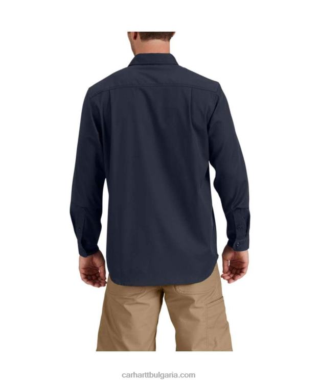 XD68N114 мъже здрава професионална серия спокойна платнена работна риза с дълъг ръкав черен Carhartt