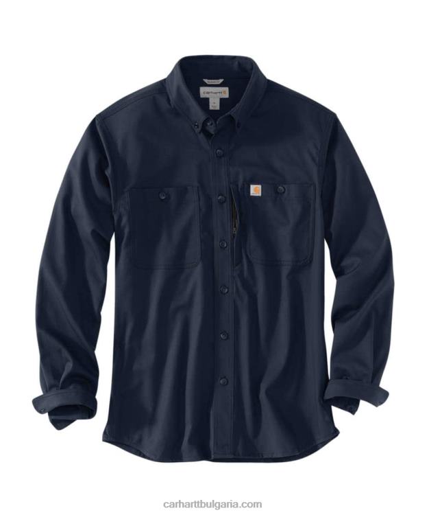 XD68N114 мъже здрава професионална серия спокойна платнена работна риза с дълъг ръкав черен Carhartt