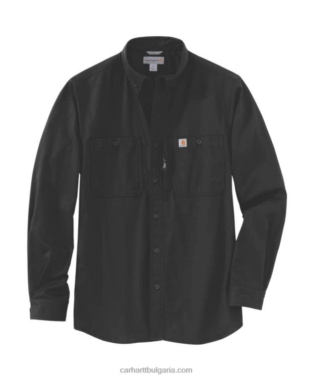 XD68N114 мъже здрава професионална серия спокойна платнена работна риза с дълъг ръкав черен Carhartt