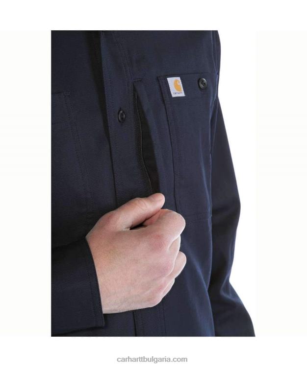 XD68N114 мъже здрава професионална серия спокойна платнена работна риза с дълъг ръкав черен Carhartt