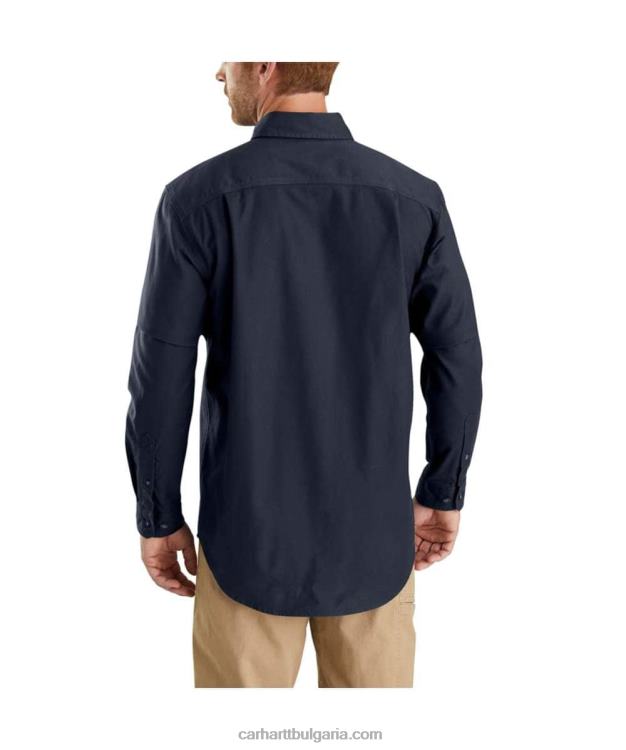 XD68N115 мъже здрава гъвкава платнена риза с дълъг ръкав със спокойна кройка тъмно каки Carhartt