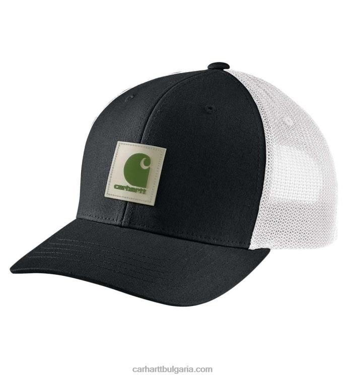 XD68N87 мъже здрава капачка с кръпка с лого от мрежест кепър черни туйки Carhartt