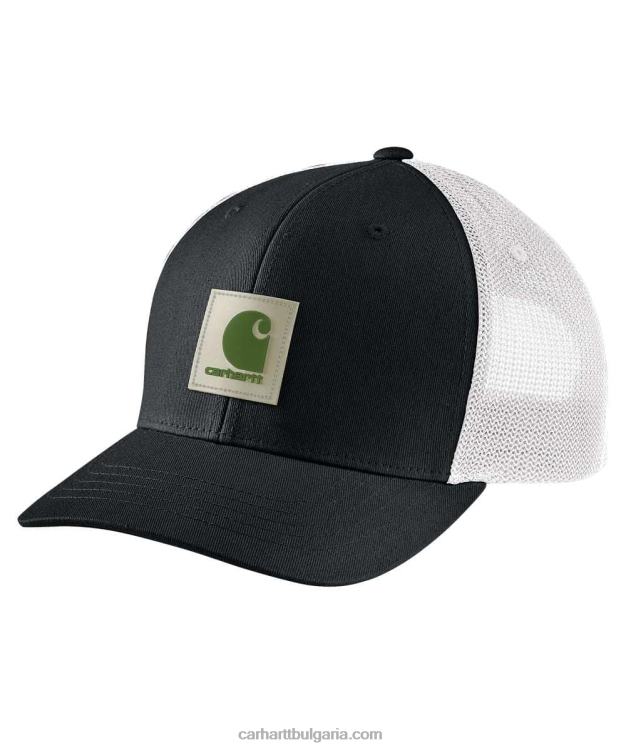 XD68N87 мъже здрава капачка с кръпка с лого от мрежест кепър черни туйки Carhartt