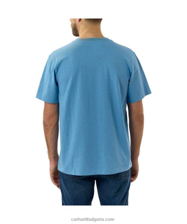 XD68N116 мъже спокойна тежка тениска с къс ръкав k87 с джоб алпийски син хедър Carhartt