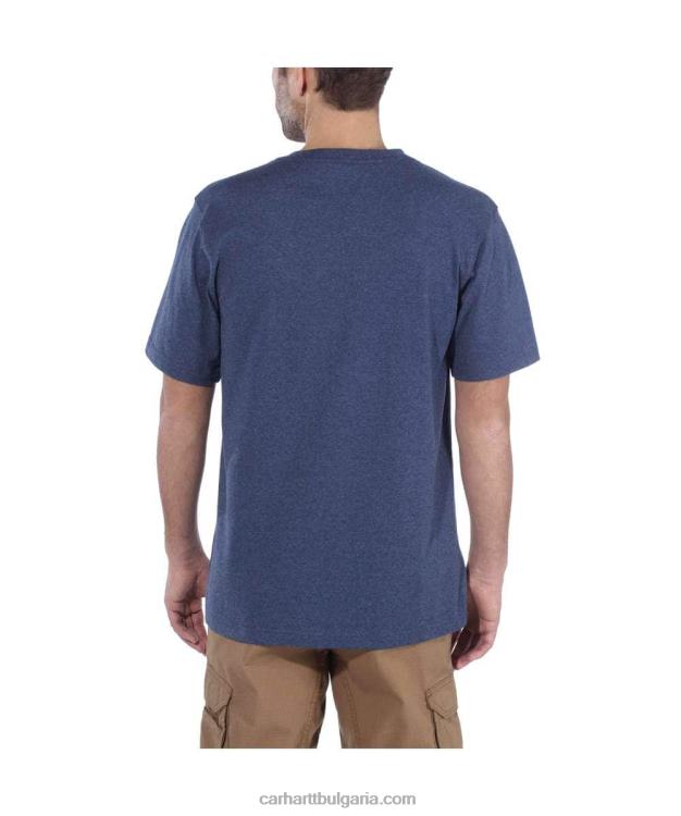 XD68N116 мъже спокойна тежка тениска с къс ръкав k87 с джоб алпийски син хедър Carhartt