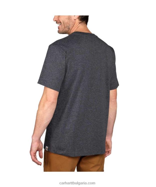 XD68N122 мъже спокойна тежка тениска с къс ръкав и графично лого карбон хедър Carhartt