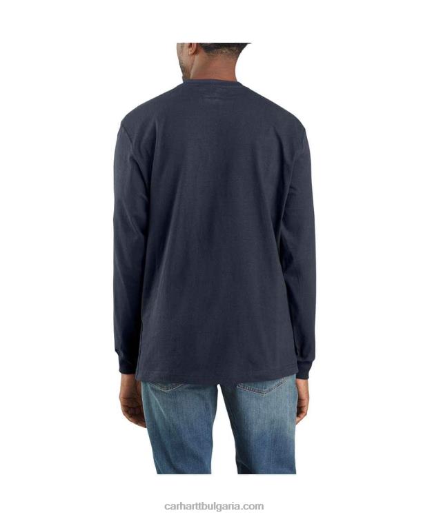 XD68N123 мъже широка тежка тениска с дълъг ръкав и джоб черен Carhartt