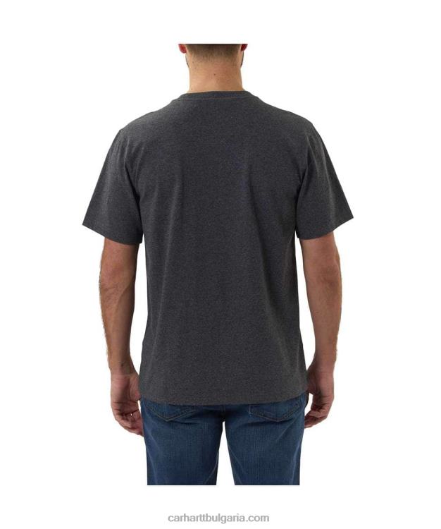 XD68N127 мъже спокойна тежка тениска с къс ръкав и графично лого алпийски син хедър Carhartt