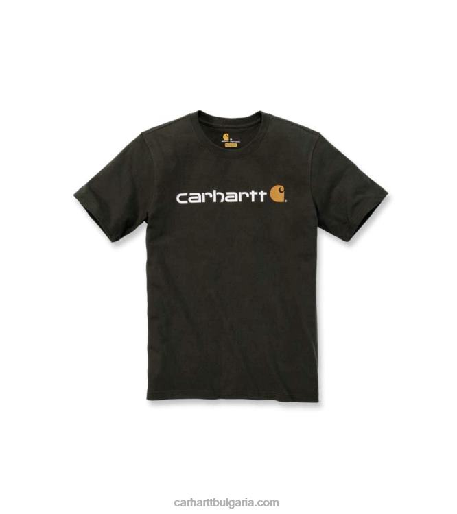 XD68N127 мъже спокойна тежка тениска с къс ръкав и графично лого алпийски син хедър Carhartt