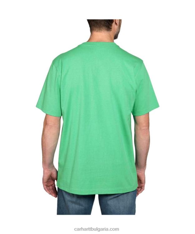 XD68N127 мъже спокойна тежка тениска с къс ръкав и графично лого алпийски син хедър Carhartt