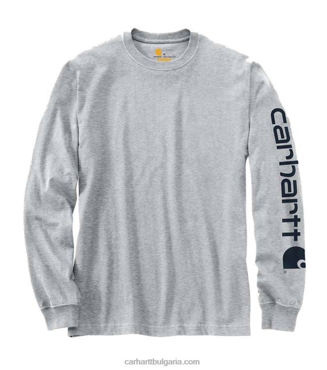 XD68N130 мъже спокойна тежка тениска с дълъг ръкав с лого и графичен ръкав черен Carhartt