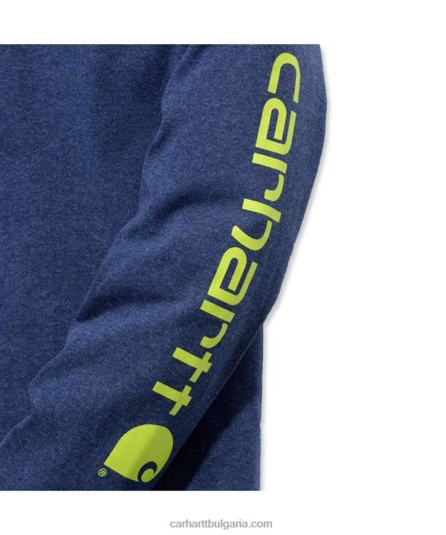 XD68N130 мъже спокойна тежка тениска с дълъг ръкав с лого и графичен ръкав черен Carhartt