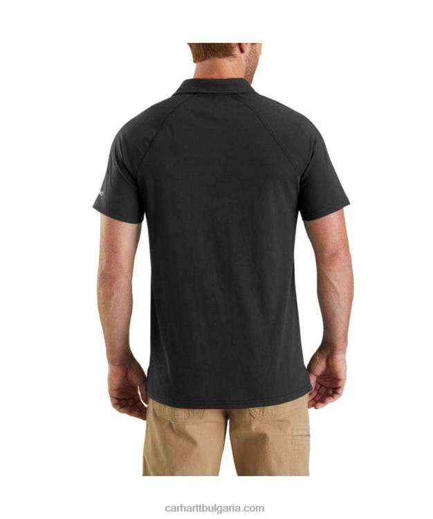 XD68N131 мъже принудително спокойна кройка средно тежко поло с къс ръкав с джоб черен Carhartt