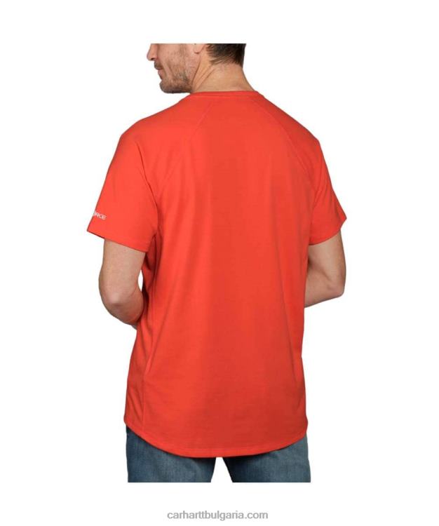 XD68N133 мъже принудително спокойна тениска със средно тегло с къси ръкави и графично лого лазурно синьо Carhartt