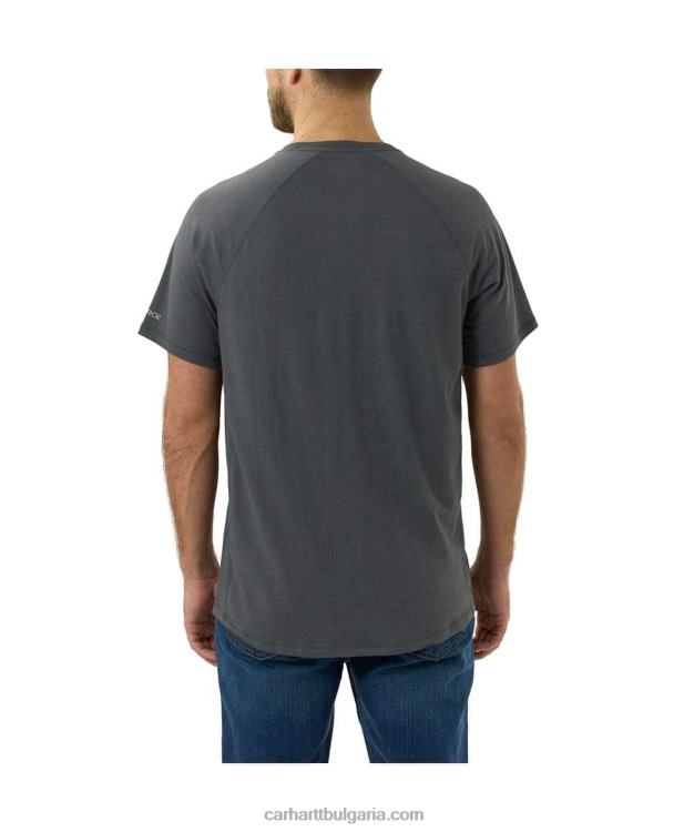 XD68N133 мъже принудително спокойна тениска със средно тегло с къси ръкави и графично лого лазурно синьо Carhartt