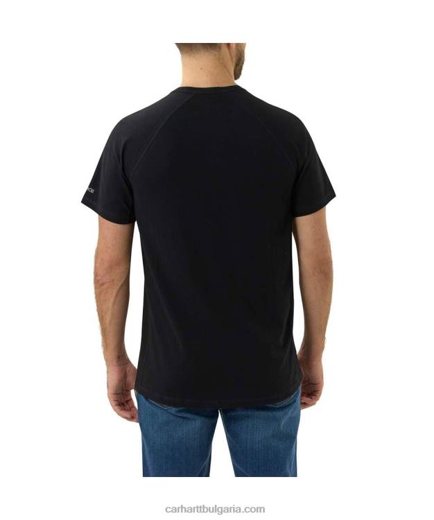 XD68N133 мъже принудително спокойна тениска със средно тегло с къси ръкави и графично лого лазурно синьо Carhartt