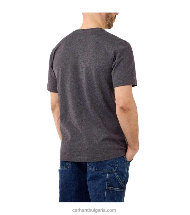 XD68N134 мъже спокойна тежка тениска с къс ръкав и графично лого карбон хедър Carhartt