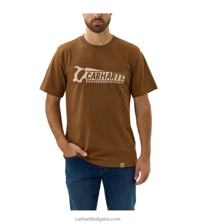 XD68N138 мъже спокойна тежка тениска с къс ръкав и графична тениска карбон хедър Carhartt