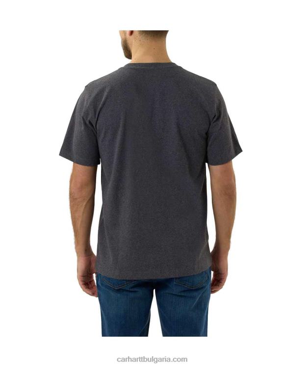 XD68N138 мъже спокойна тежка тениска с къс ръкав и графична тениска карбон хедър Carhartt