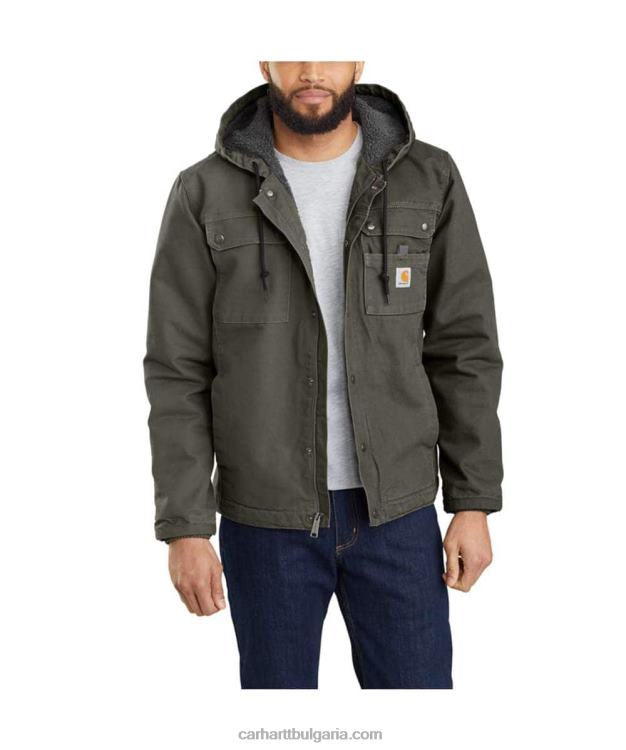 XD68N14 мъже удобно изпрано яке с подплата от патешки шерпи черен Carhartt