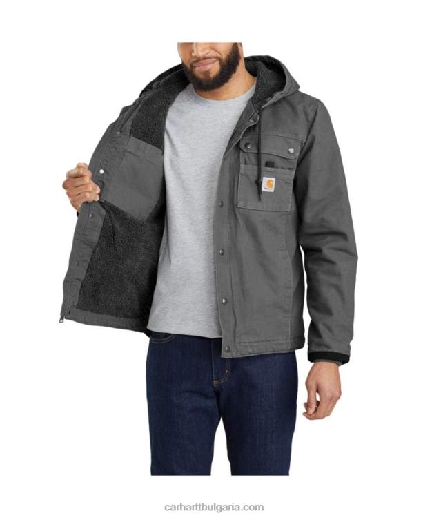 XD68N14 мъже удобно изпрано яке с подплата от патешки шерпи черен Carhartt