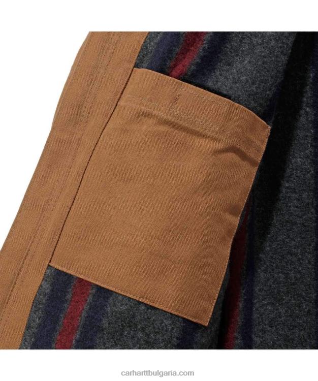 XD68N17 мъже спокойна кройка детройт яке с подплатено одеяло черен Carhartt