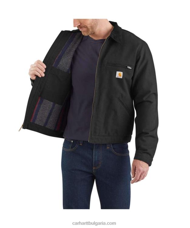 XD68N17 мъже спокойна кройка детройт яке с подплатено одеяло черен Carhartt