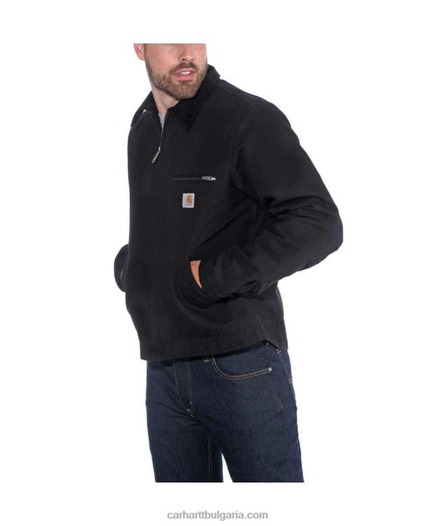 XD68N17 мъже спокойна кройка детройт яке с подплатено одеяло черен Carhartt
