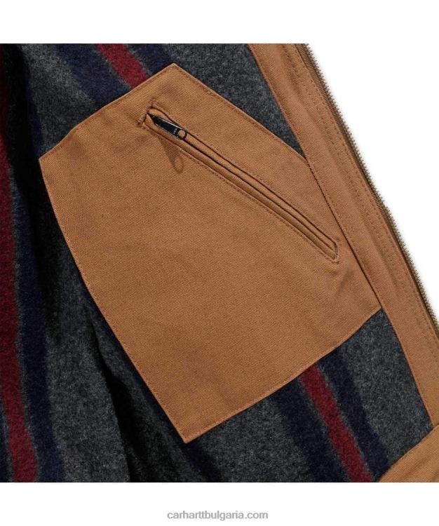 XD68N17 мъже спокойна кройка детройт яке с подплатено одеяло черен Carhartt