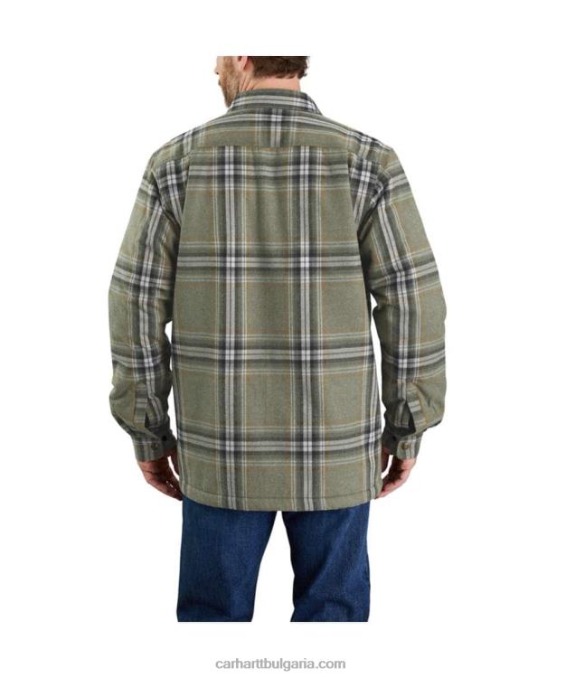 XD68N31 мъже спокойна фланелена фланелена риза с подплата от шерпа jac асфалт Carhartt