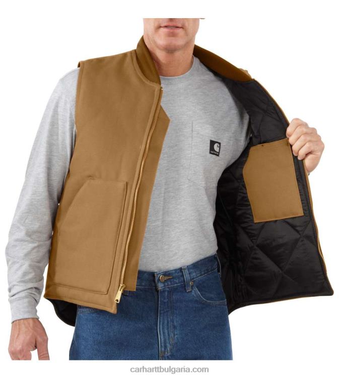 XD68N105 мъже спокойна жилетка с твърда изолирана ребра яка черен Carhartt