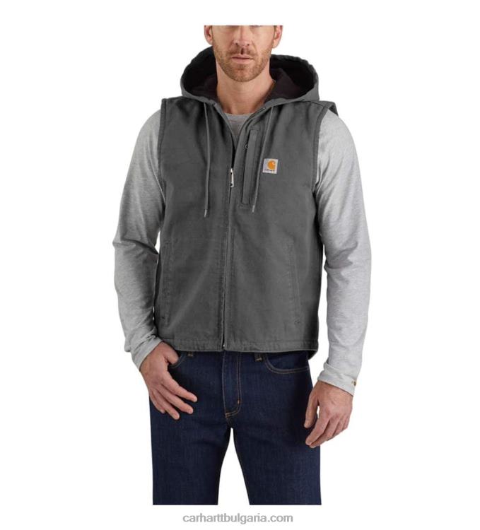 XD68N106 мъже спокойна жилетка с качулка с подплата от патешки полар черен Carhartt