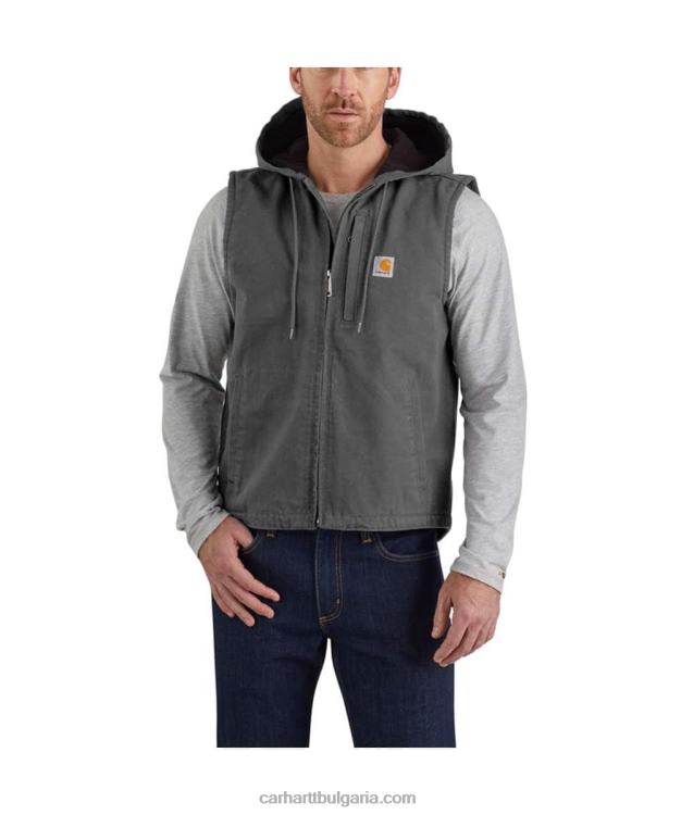 XD68N106 мъже спокойна жилетка с качулка с подплата от патешки полар черен Carhartt