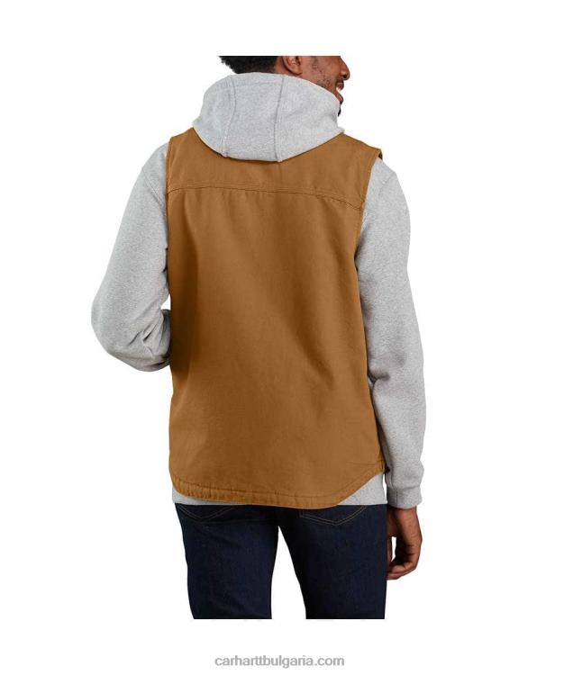XD68N107 мъже свободна изпрана жилетка с макет на деколте, подплатена с патешка шерпа черен Carhartt